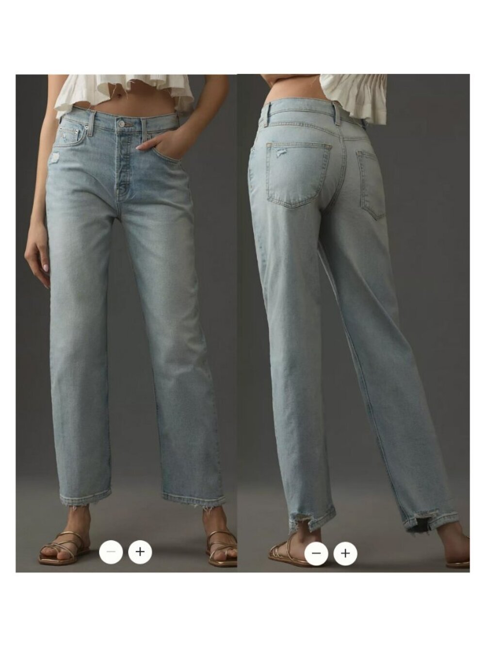 Etica Tyler High-Rise Vintage Straight-Leg Jeans Distressed Chewed Hem sz 28 NEW